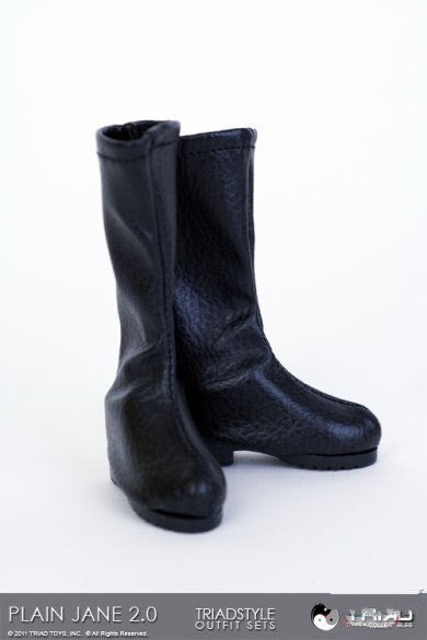1:6 Triad Toys Plain Jane Female Tall Black Boots (Peg Type) for 12" Figures