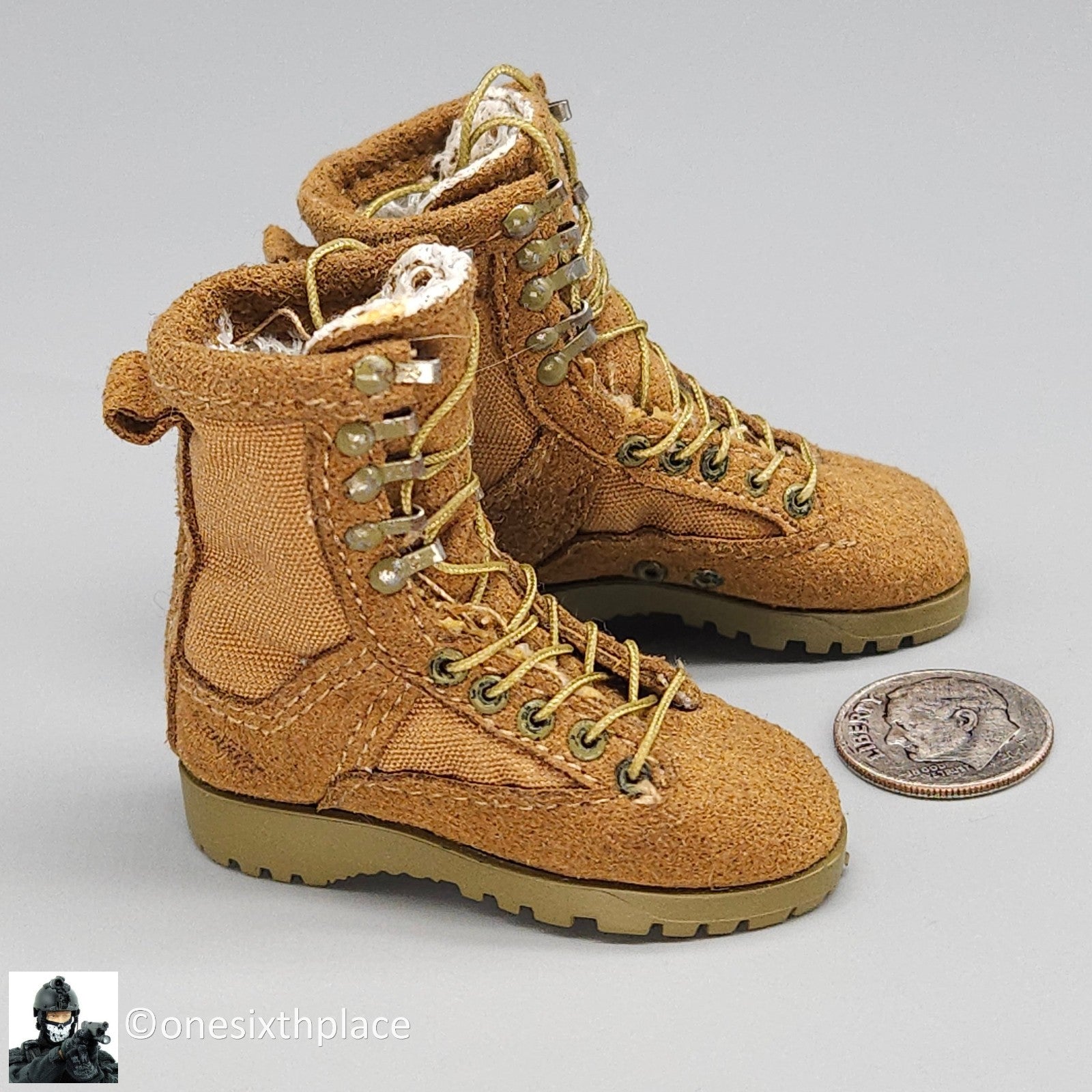 1:6 scale Soldier Story Coyote Combat Boots (Foot Type) for 12" Figures