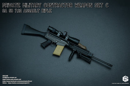 1:6 Easy & Simple PMC Weapon Set C SA 58 7.62 Assault Rifle Fixed Stock 06034E