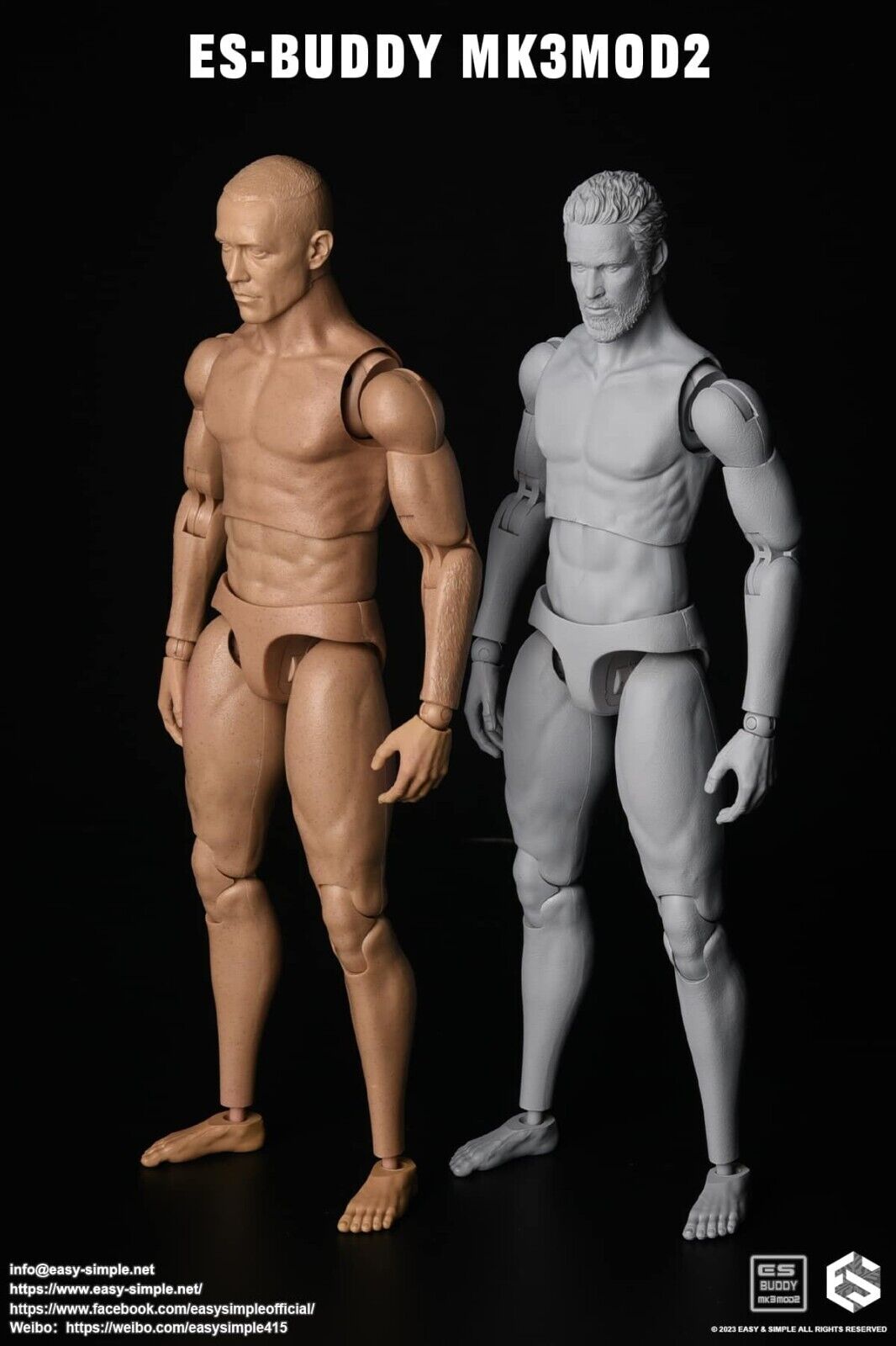 1:6 Easy & Simple MK3Mod2 Male Nude Body NEW STYLE for 12" Figures