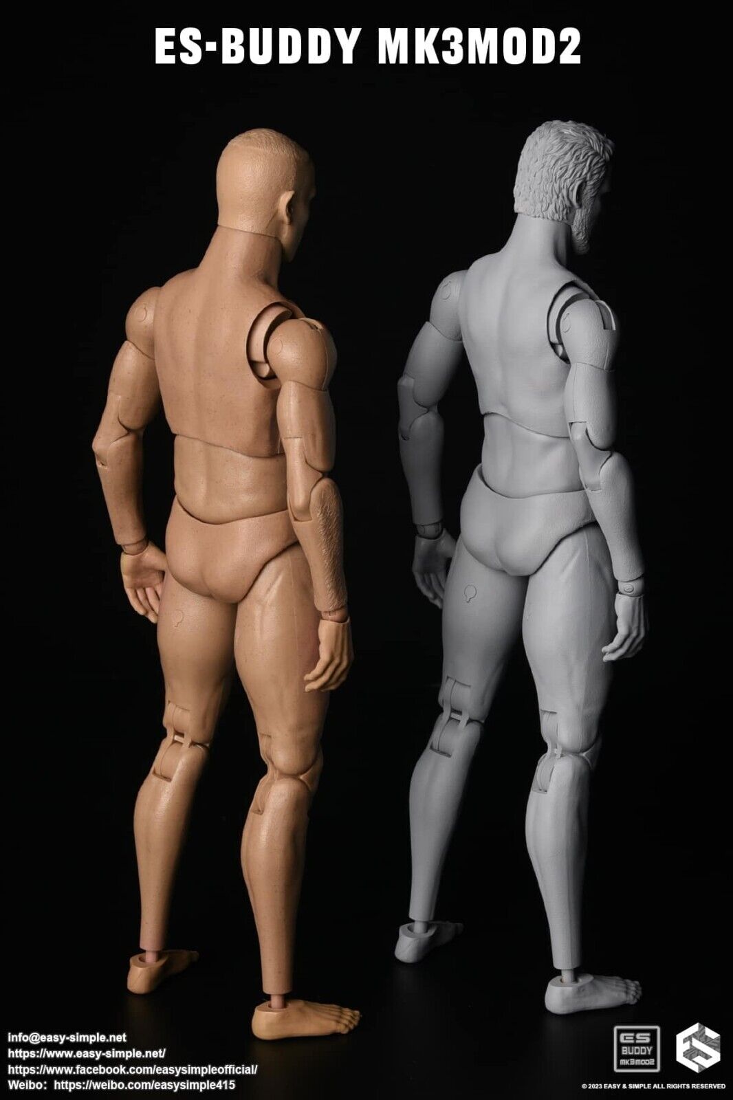 1:6 Easy & Simple MK3Mod2 Male Nude Body NEW STYLE for 12" Figures