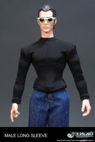 1:6 scale Triad Toys Mens Basic Black Long Sleeve Shirt for 12" Figures