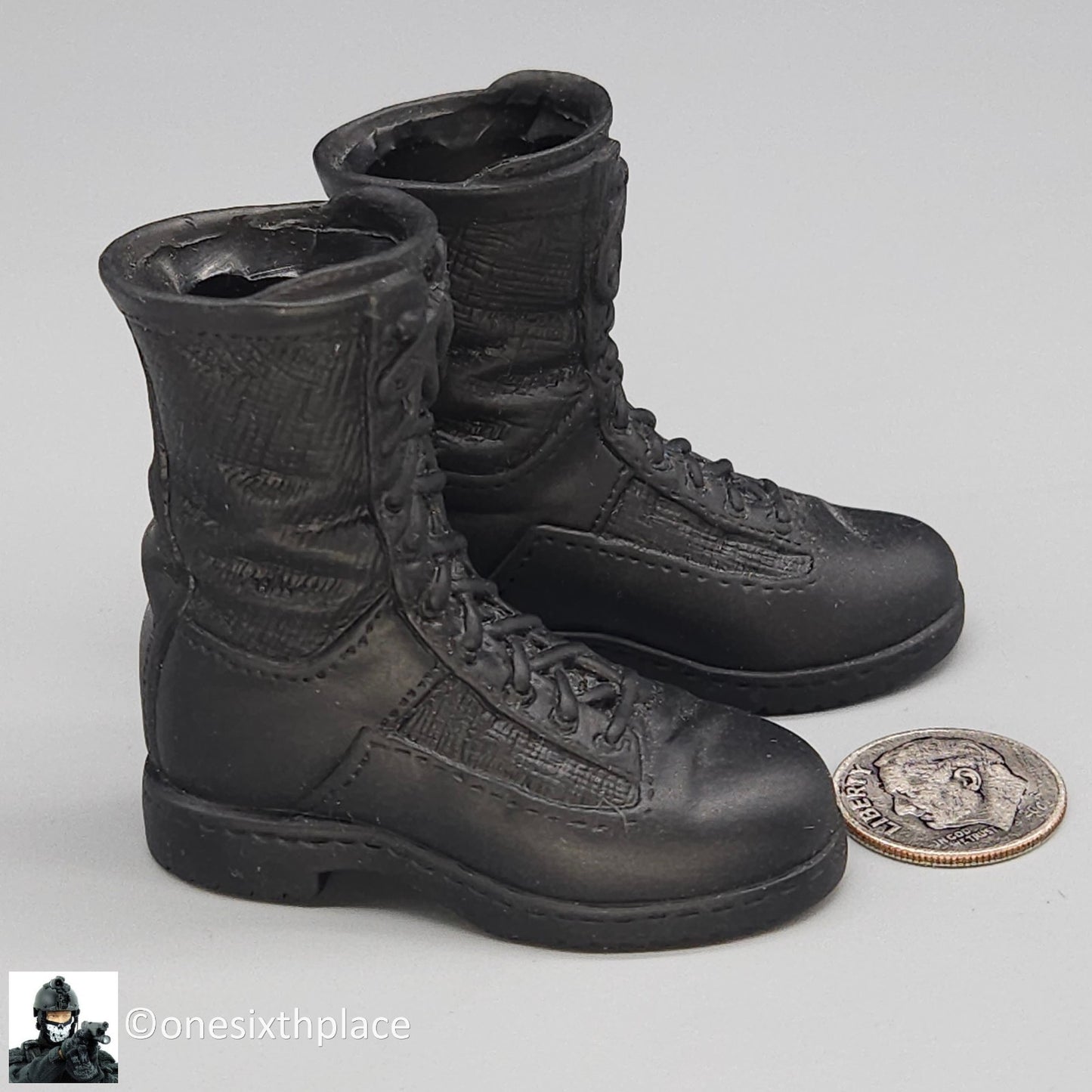 1:6 scale BBI USMC Force Recon Black Combat Boots (Foot Type) for 12" Figures