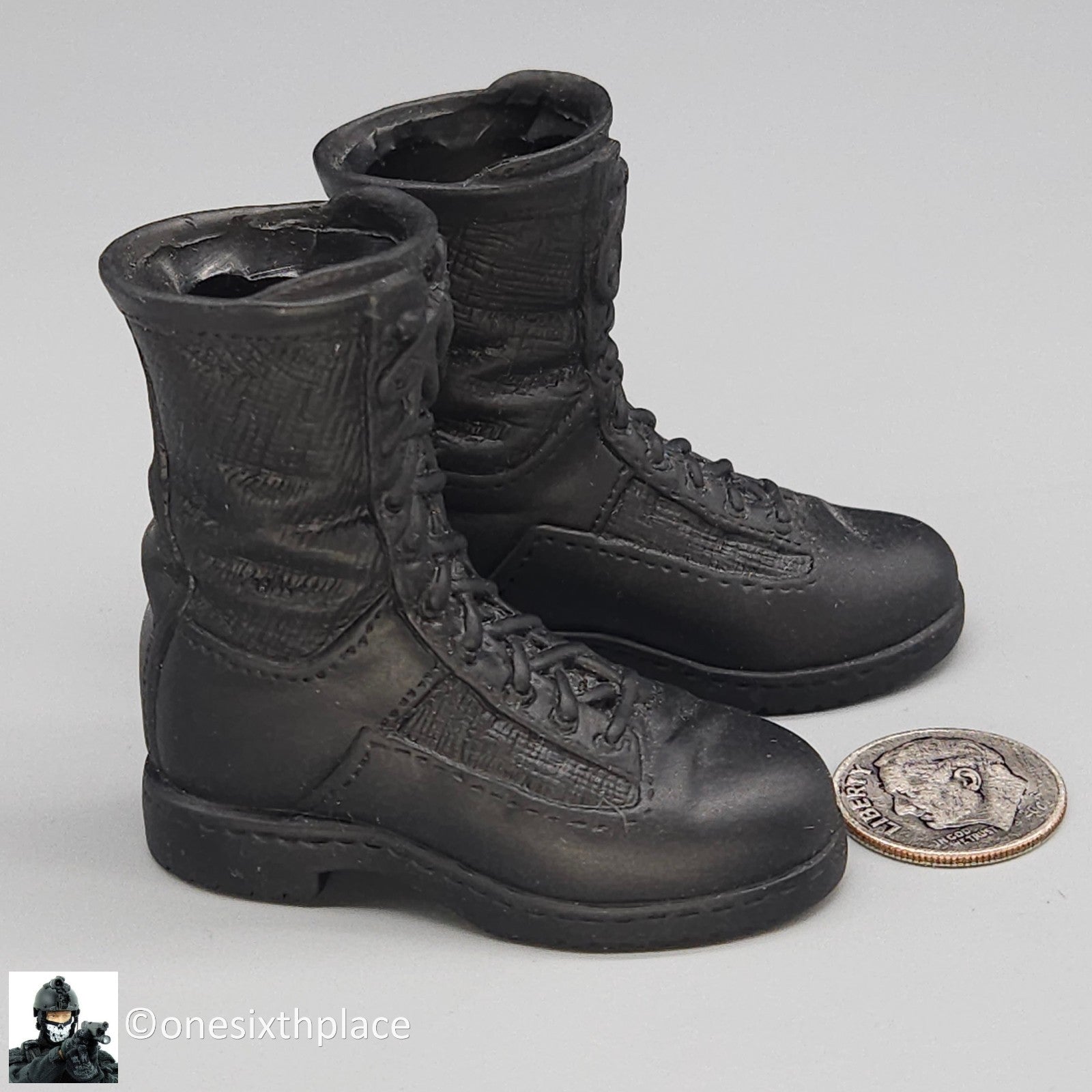 1:6 scale BBI USMC Force Recon Black Combat Boots (Foot Type) for 12" Figures