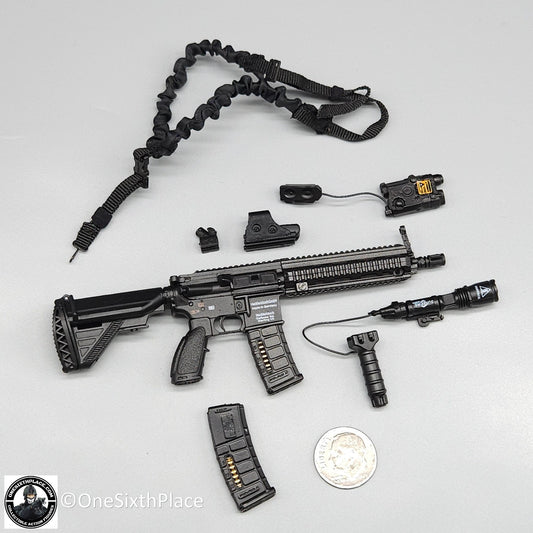 1:6 scale Fire Girl Female CQB Tactical Agent in Grey HK416 Rifle 12" Figures