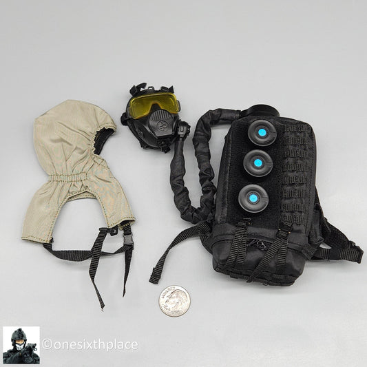 1:6 Easy & Simple CBRN Respirator Backpack, Gas Mask & NBC Hood for 12" Figures