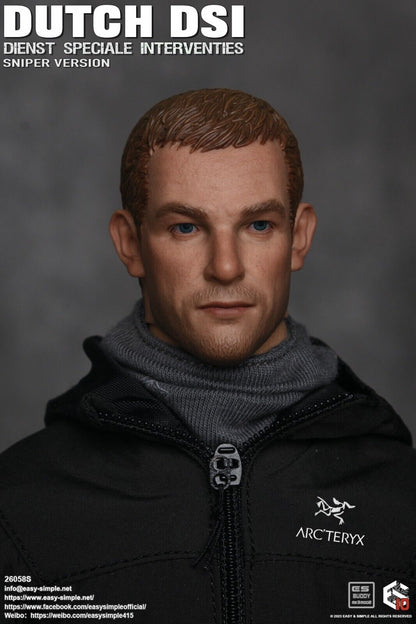 1:6 Easy & Simple Dutch DSI Sniper Male Head Sculpt for 12" Figures