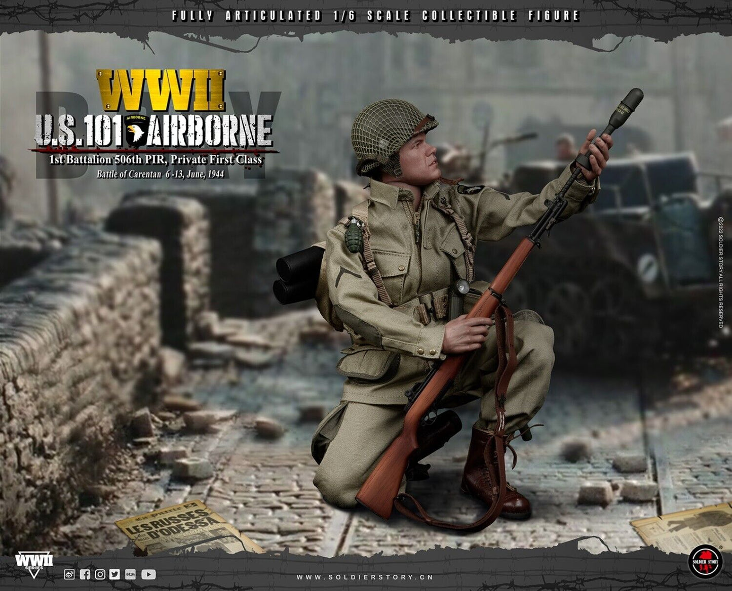 1:6 Soldier Story WWII US 101st Airborne 506th PIR Private Ryan 12" Figure