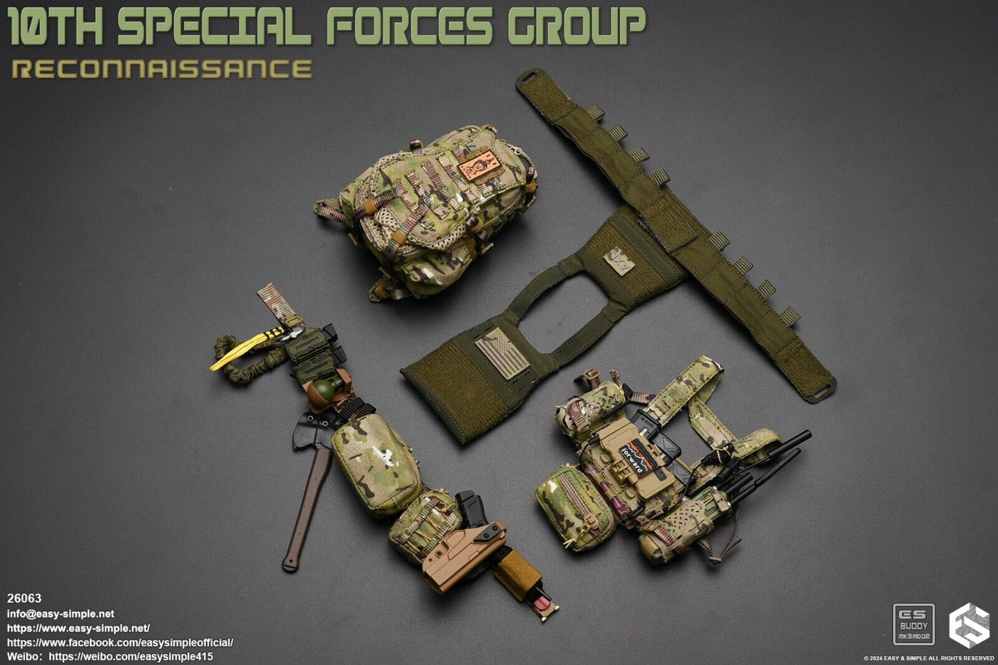 1:6 Easy & Simple 10th Special Forces Group Multicam 5x7 GP Pouch for 12" Figure