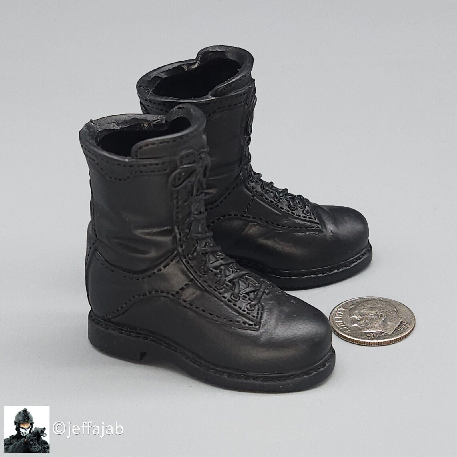 1:6 scale Dragon Navy SEAL Rick Black Combat Boots (Foot Type) for 12" Figures