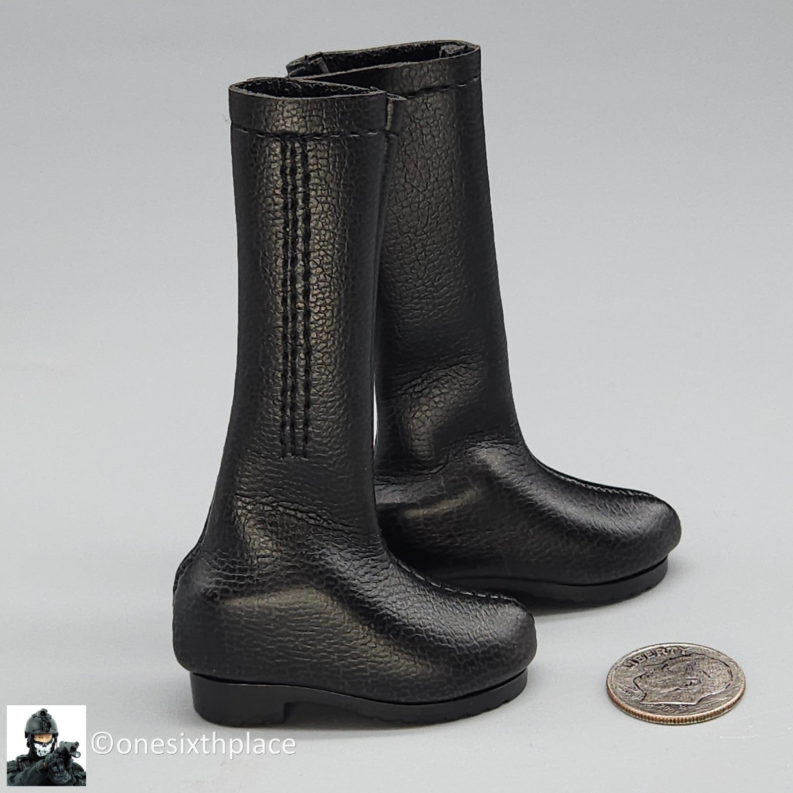 1:6 Triad Toys Boot Camp 2.0 Female Tall Black Boots (Peg Type) for 12" Figures