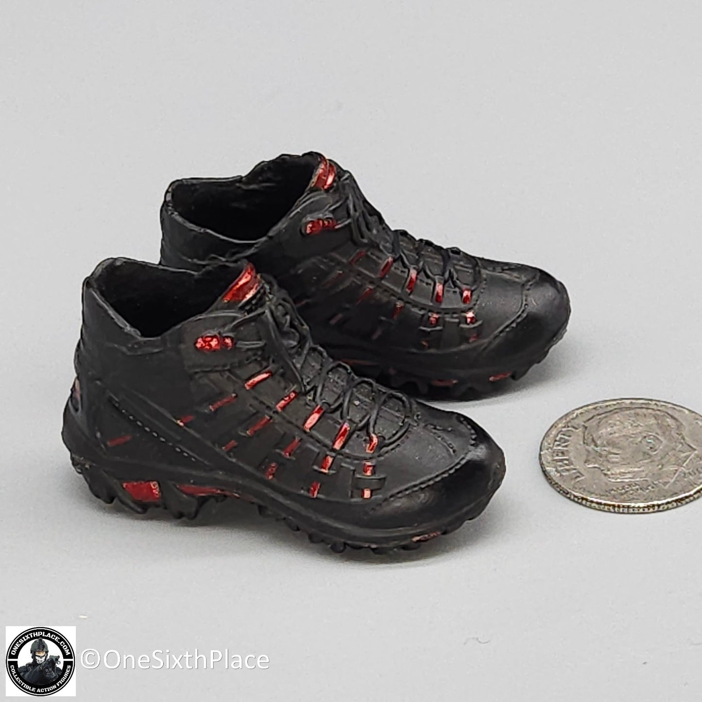 1:6 scale Fire Girl Female CQB Tactical Agent Black Red Boots for 12" Figures