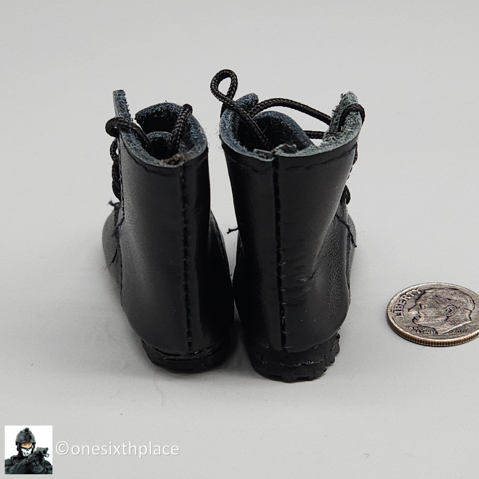 1:6 scale Combat Hero British Black Leather-Like Boots for 12" Figures
