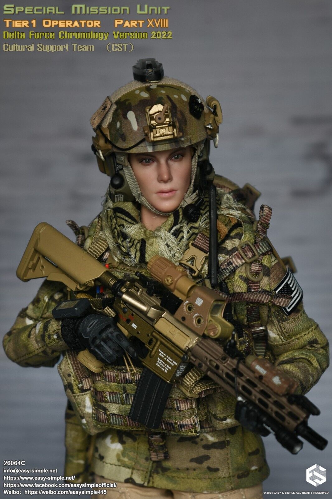 1:6 Easy & Simple Delta Force 2022 Cultural Support Team CST HK416 SMR Rifle Set