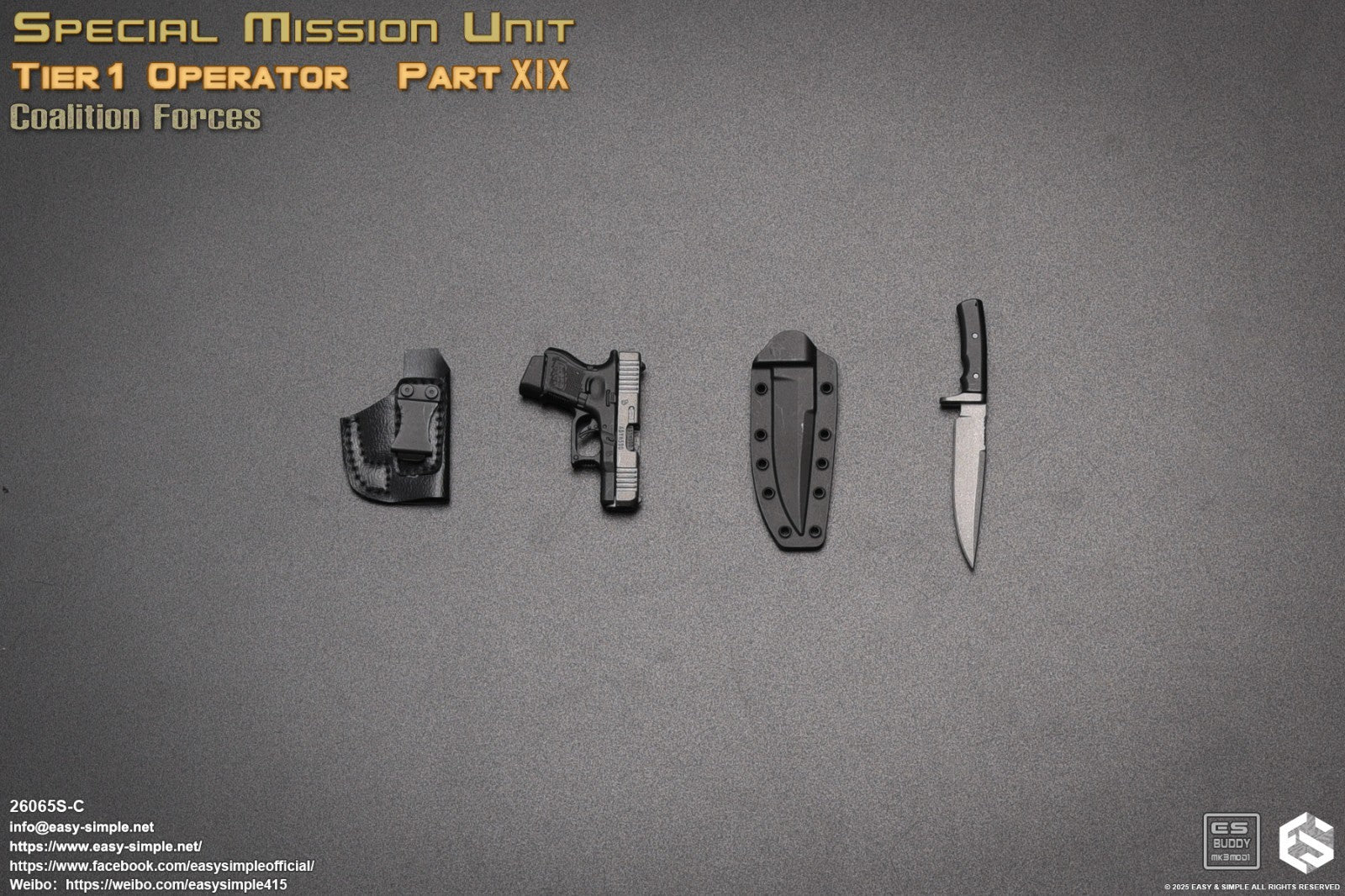 1:6 scale Easy & Simple Coalition Forces Subcompact Pistol 12" Figures 26065SC