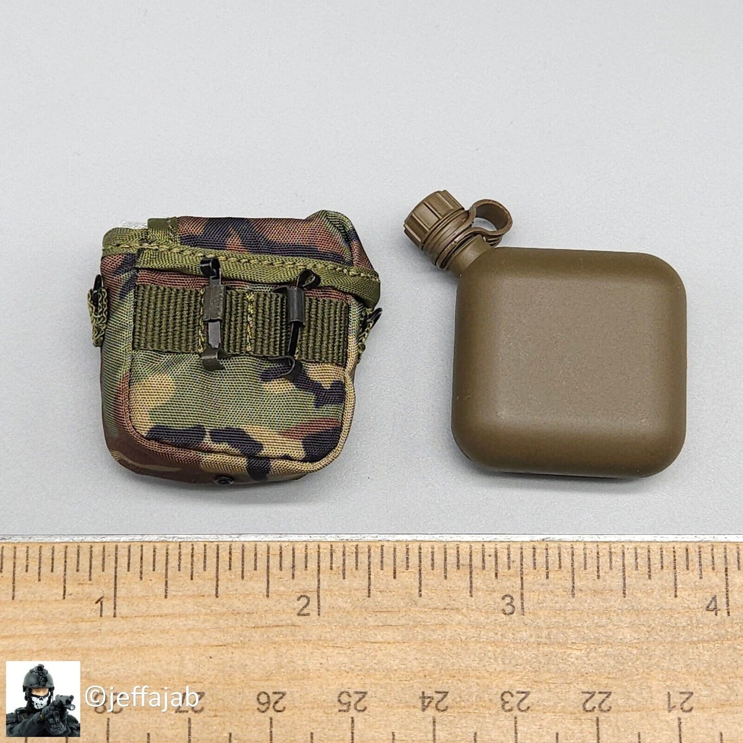 1:6 scale DamToys 75th Ranger Regiment 2 Quart Canteen w/ Woodland Camo Pouch