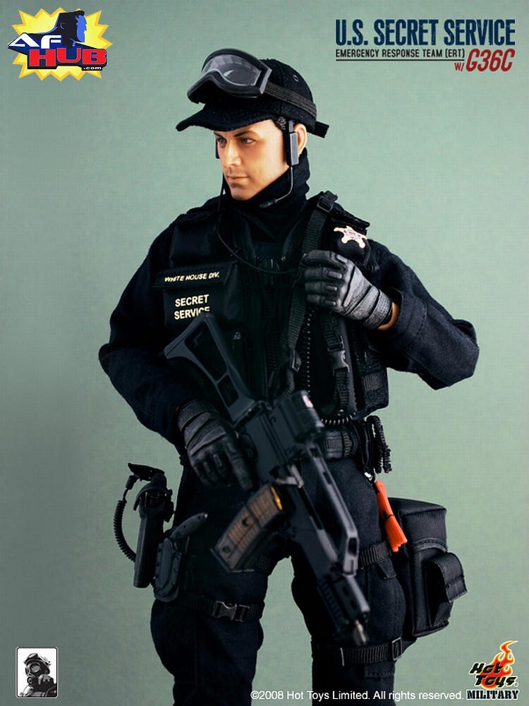 1:6 Hot Toys US Secret Service ERT Male Head Sculpt USED READ for 12" Figures