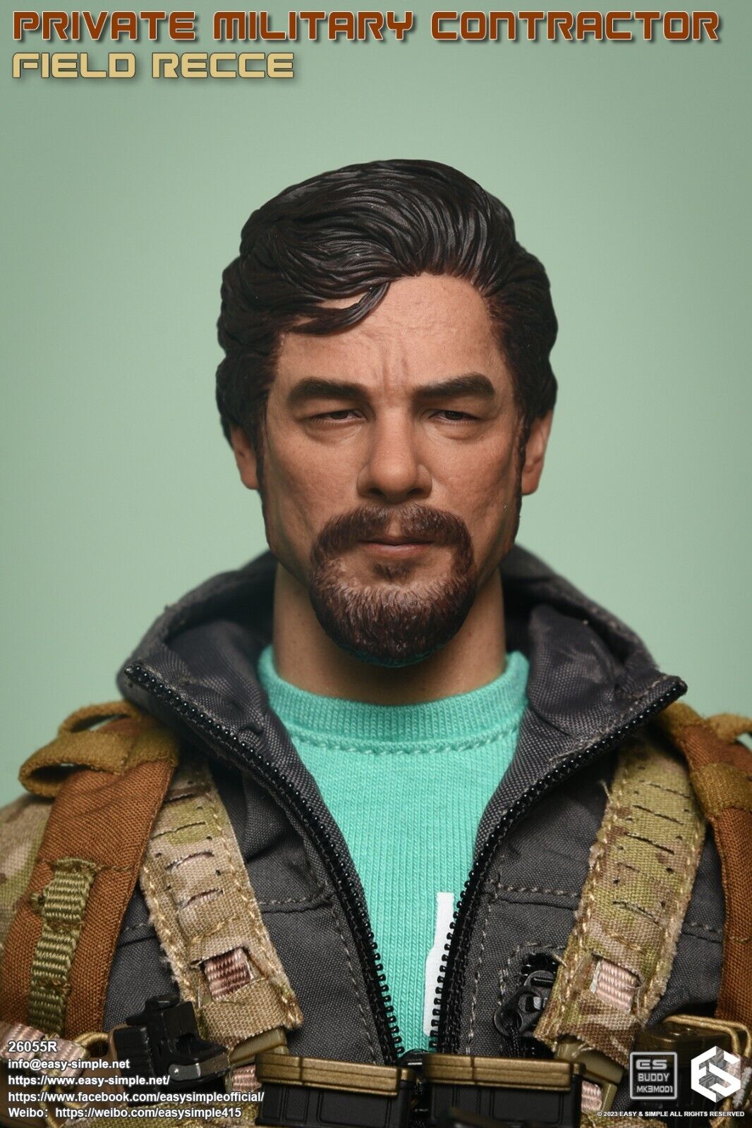 1:6 Easy & Simple PMC Field Recce Male Head Sculpt for 12" Figures