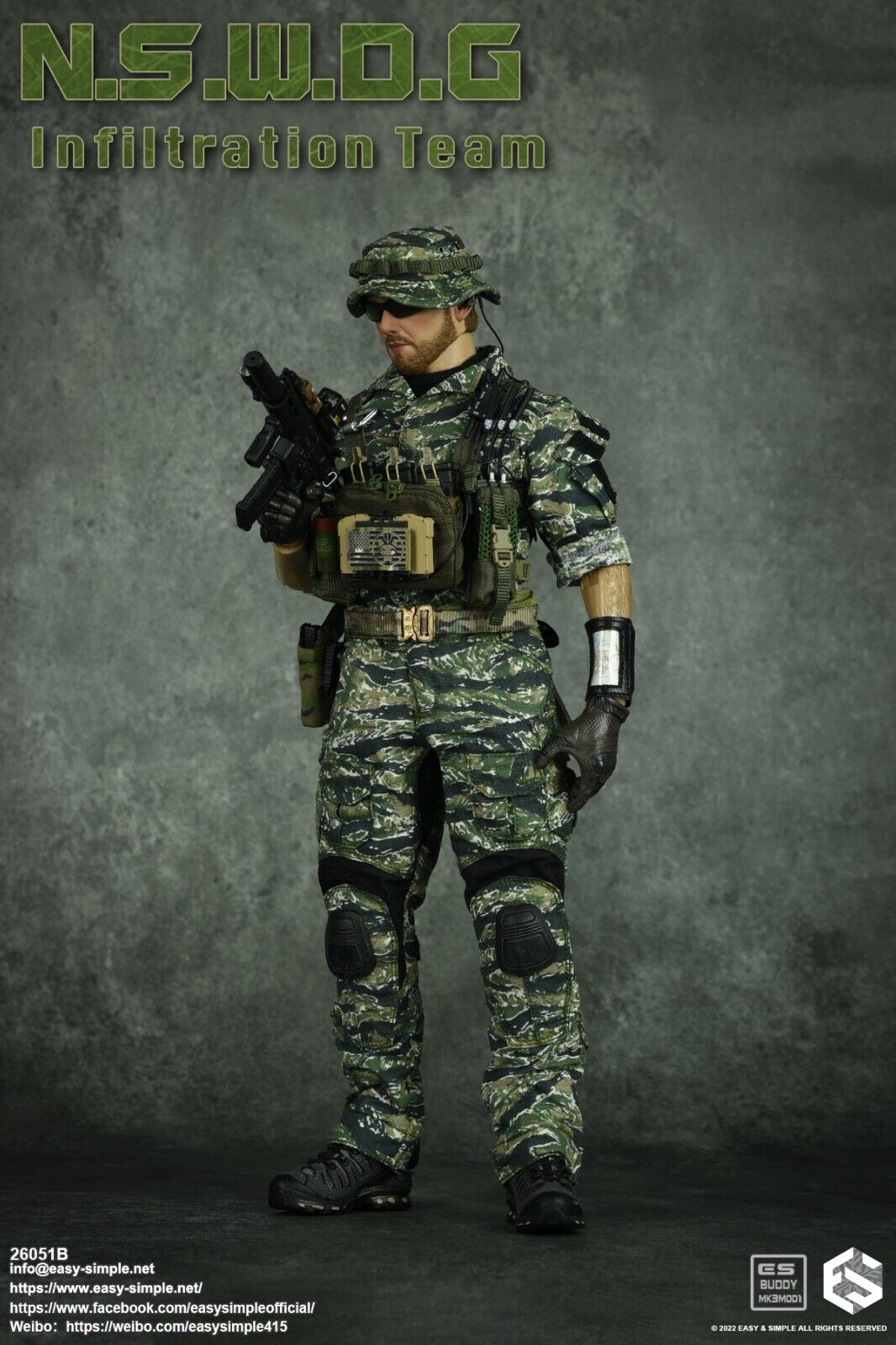 1:6 Easy & Simple NSWDG Infiltration Team Map w/ Wrist Pouch for 12" Figures