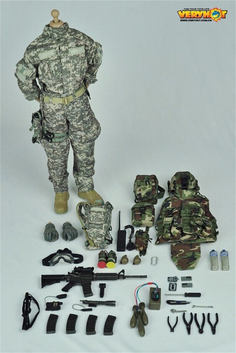 1:6 Very Hot Toys US Army EOD Woodland Body Armor Vest w/ Pouches Set 12" Figure