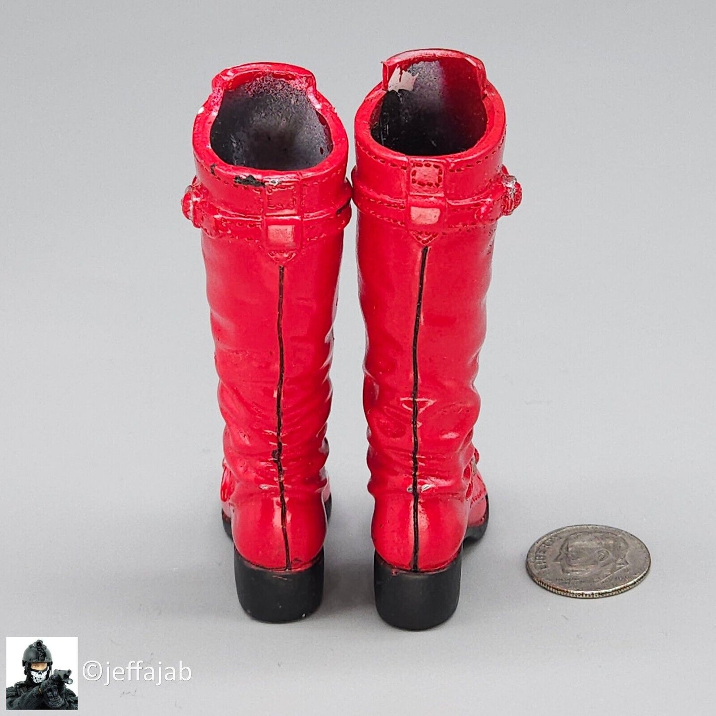 1:6 scale Villains Female Assassin Jacqueline Red Boots for 12" Figures