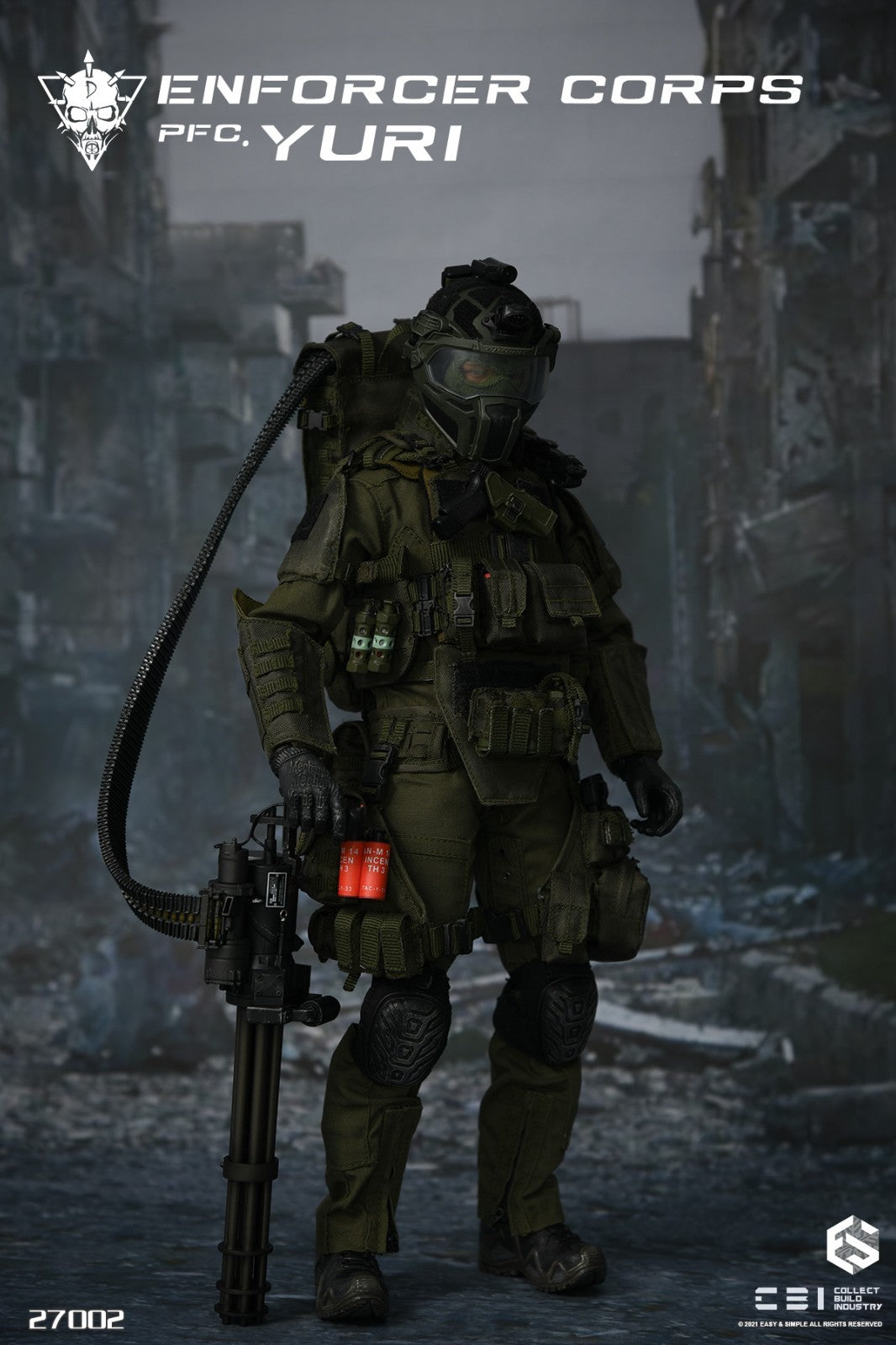 1:6 Easy & Simple CBI Enforcer Yuri M134 Minigun w/ Plate Carrier Set 12" Figure