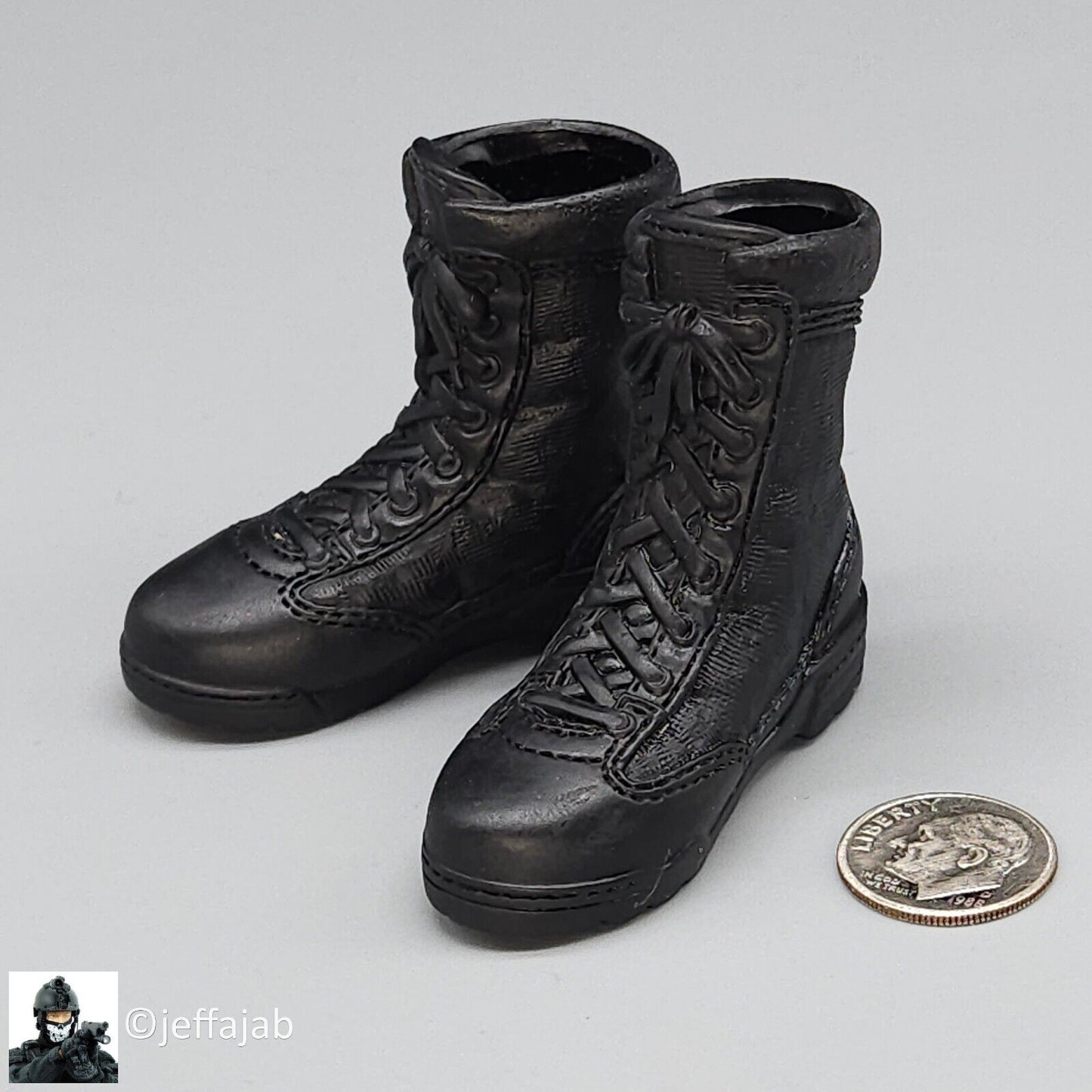 1:6 BBI LAPD Police Officer West Black Boots (Foot Type) for 12" Figures Pilot