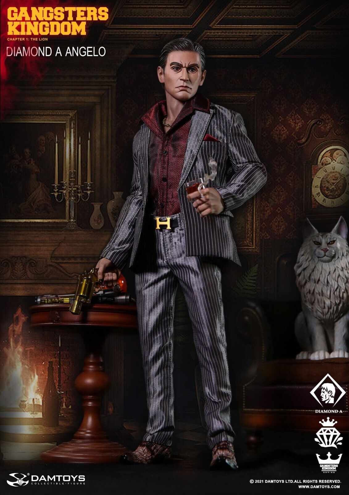 1:6 scale DamToys Gangster's Kingdom Diamond Angelo Mens Red Dress Shirt