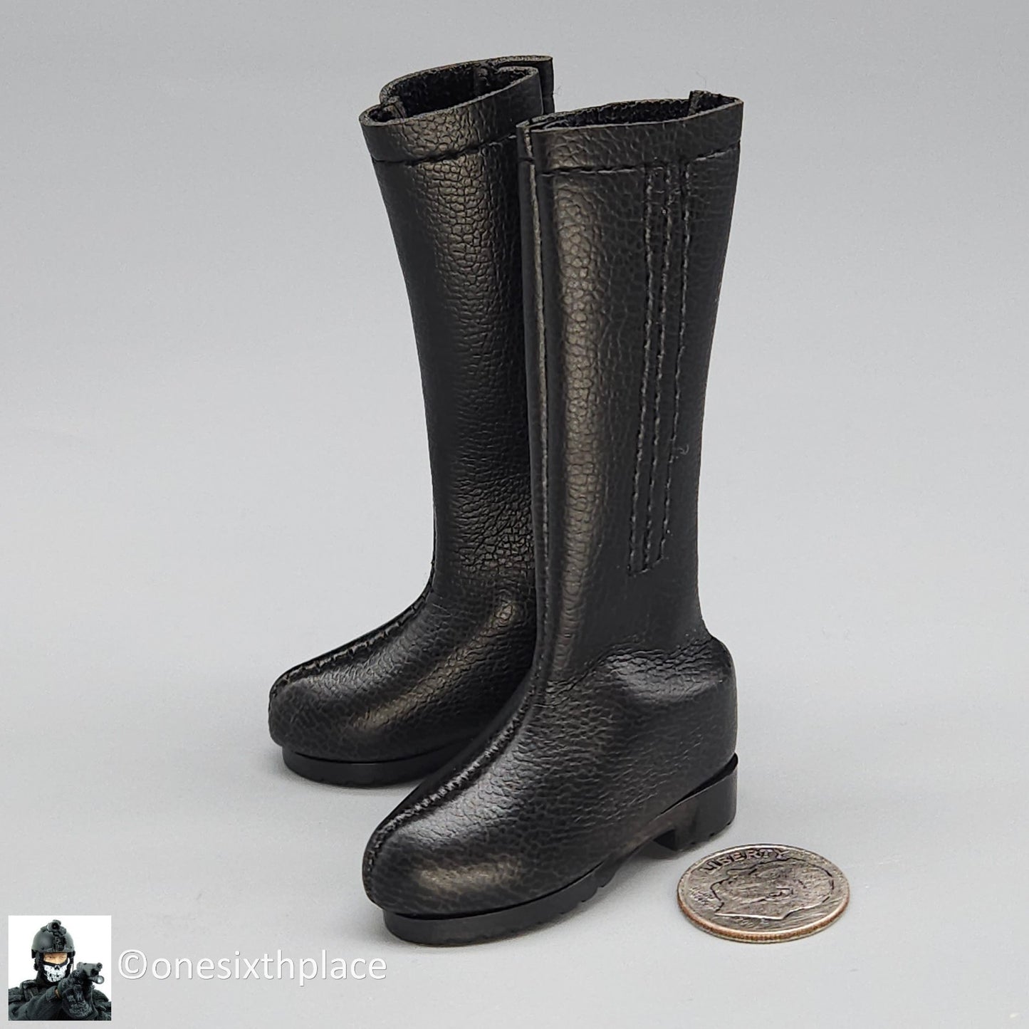1:6 Triad Toys Boot Camp 2.0 Female Tall Black Boots (Peg Type) for 12" Figures