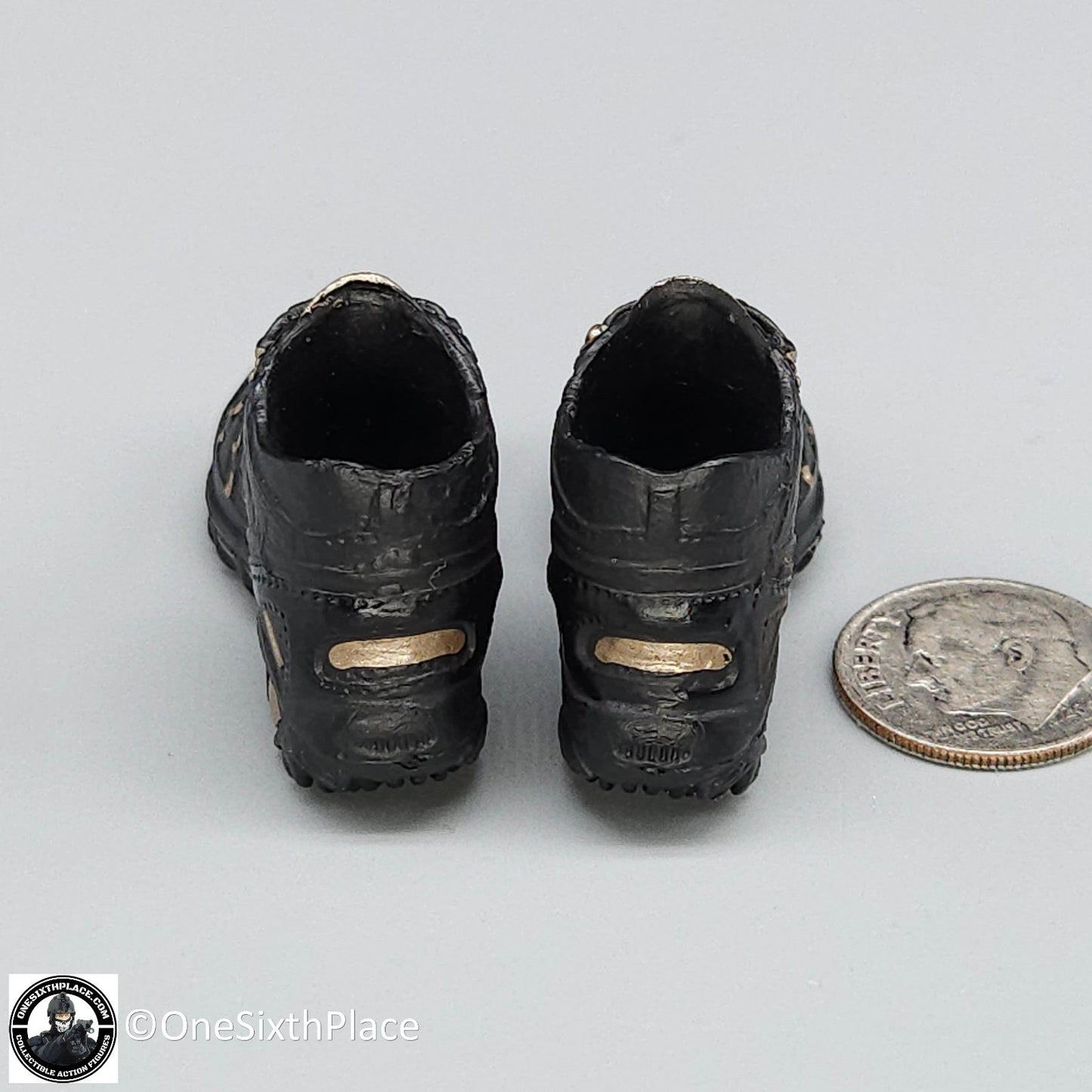 1:6 scale Fire Girl Female CQB Tactical Agent Black Gold Boots for 12" Figures