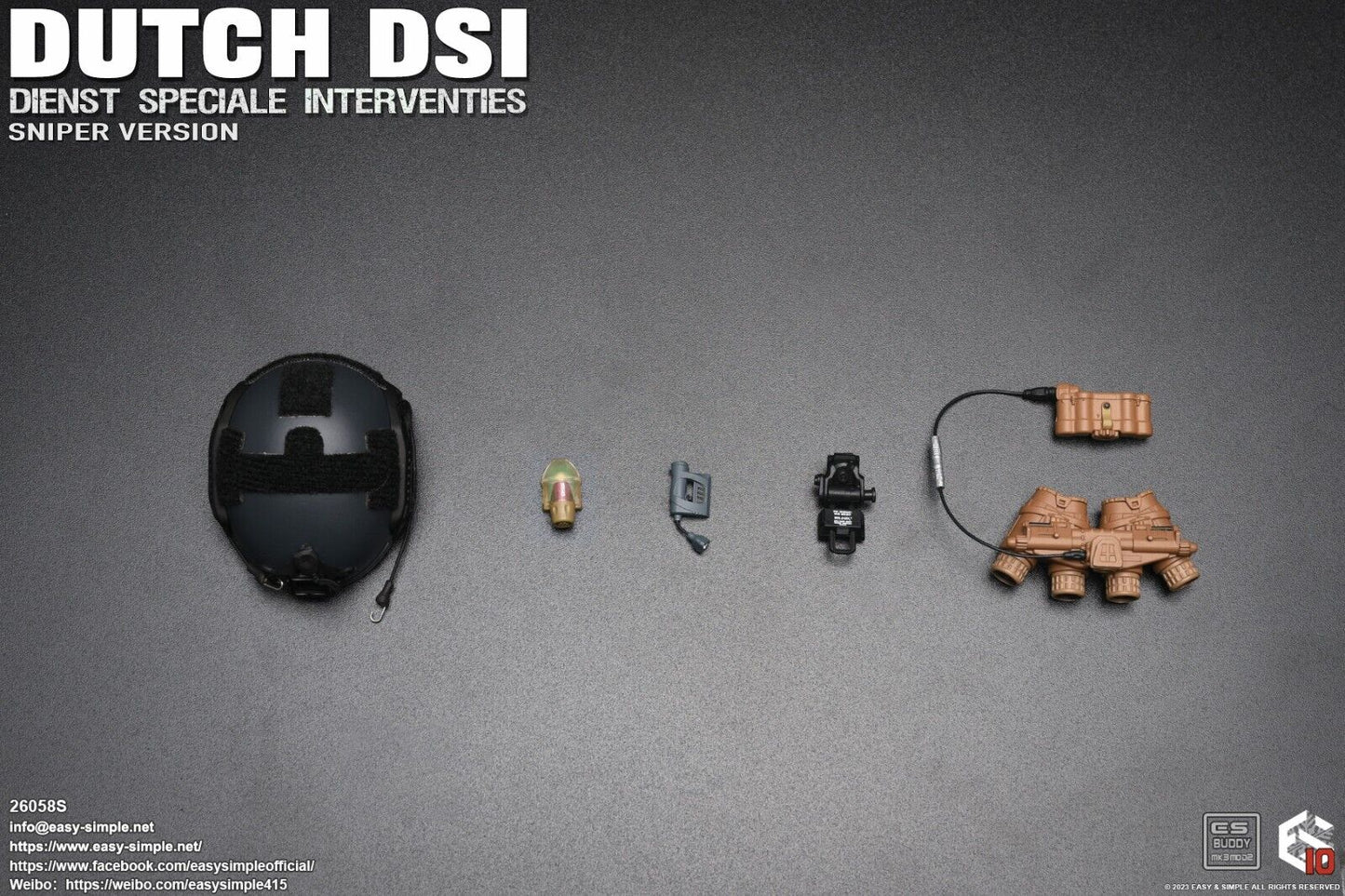 1:6 Easy & Simple Dutch DSI Sniper Version Helmet w/ NVG for 12" Figures