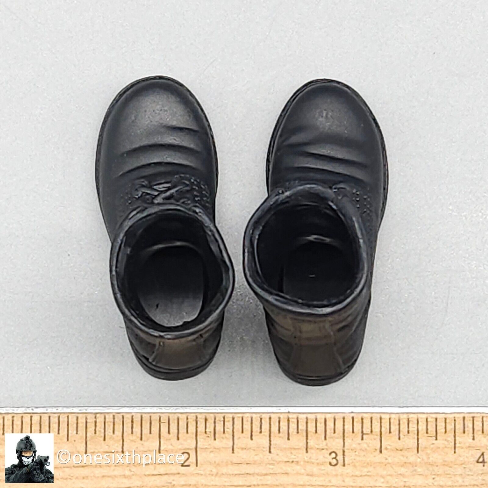 1:6 scale BBI Navy Pilot Black Combat Boots (Foot Type) for 12" Figures