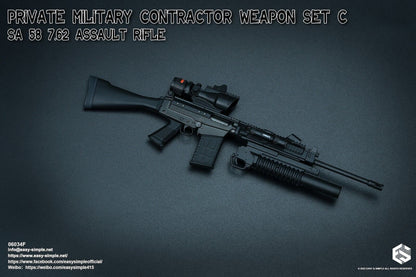 1:6 Easy & Simple PMC Weapon Set C SA 58 7.62 Assault Rifle w/ M203 06034F