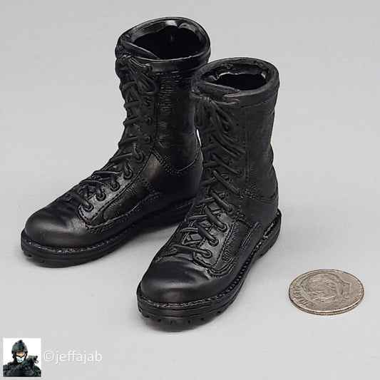 1:6 BBI Navy SEAL Night Ops Owl Black Combat Boots (Foot Type) for 12" Figures