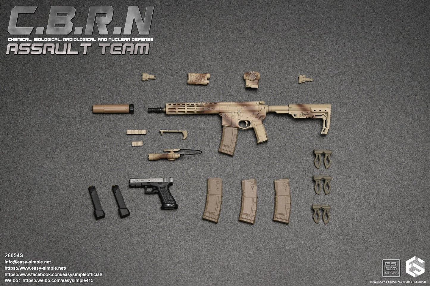 1:6 Easy & Simple CBRN Assault Team Special Ver. M4 Rifle Set for 12" Figures