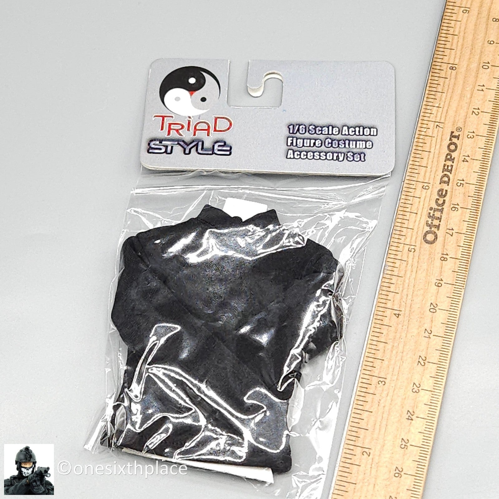 1:6 scale Triad Toys Mens Basic Black Long Sleeve Shirt for 12" Figures