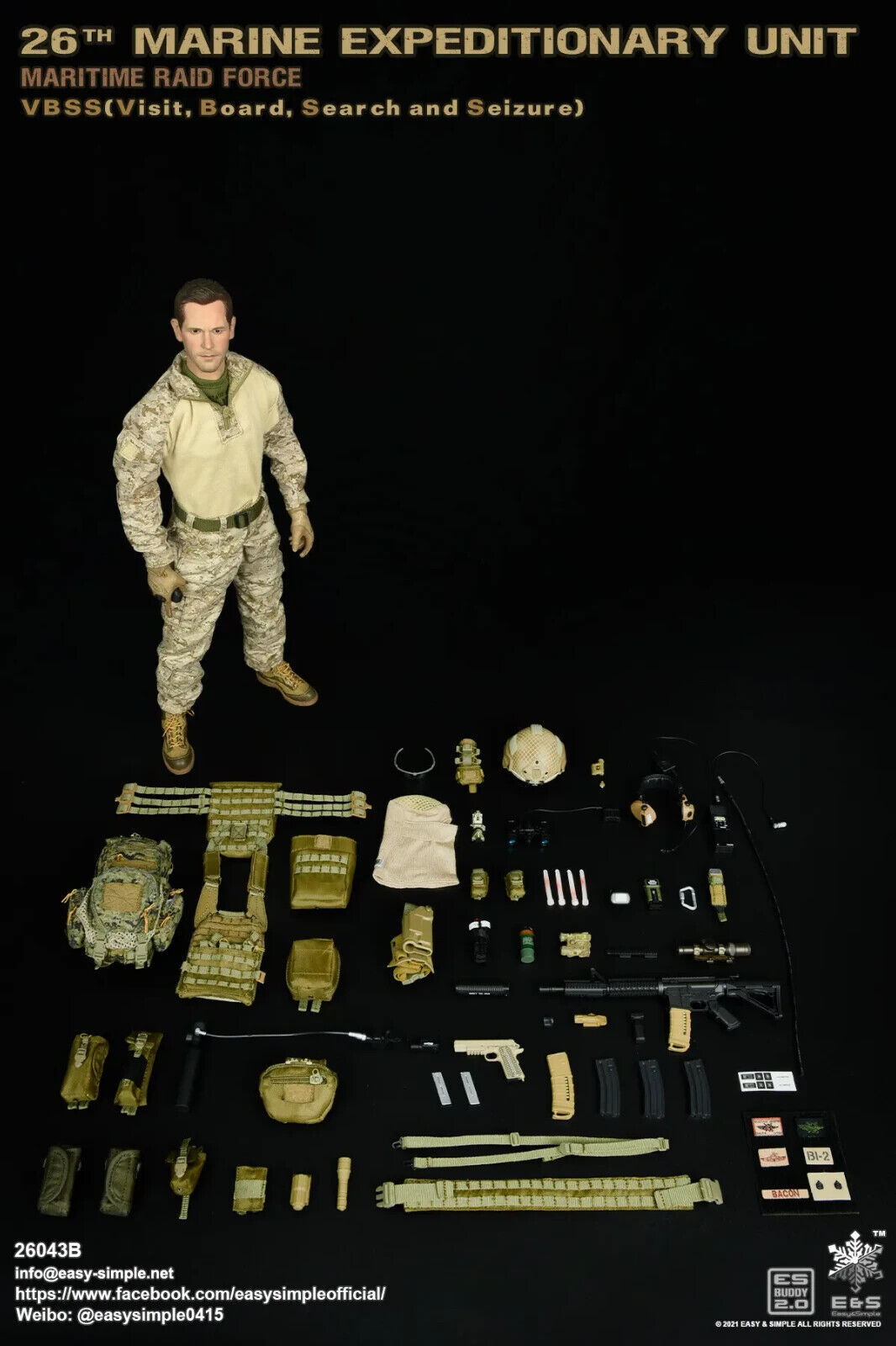 1:6 Easy Simple USMC 26th MEU Gloved Hands Set for for 12" Figures