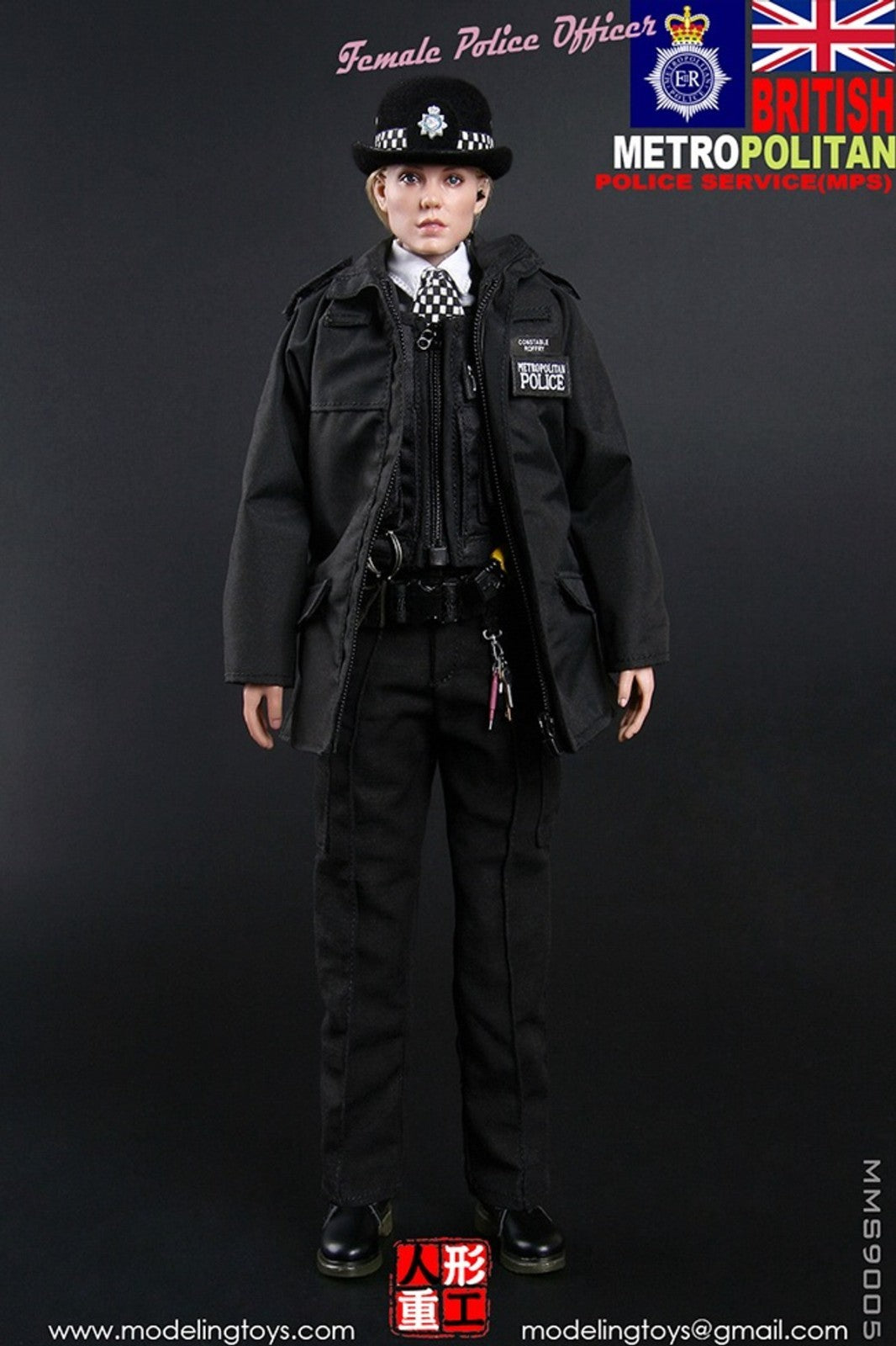 1:6 scale Modeling Toys Female Black Police Waterproof Jacket for 12" Figures