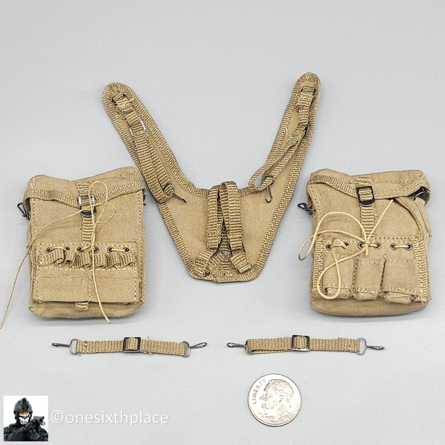 1:6 Scale DiD WWII US 2nd Ranger Battalion Medic Wade Suspenders w/ Pouches