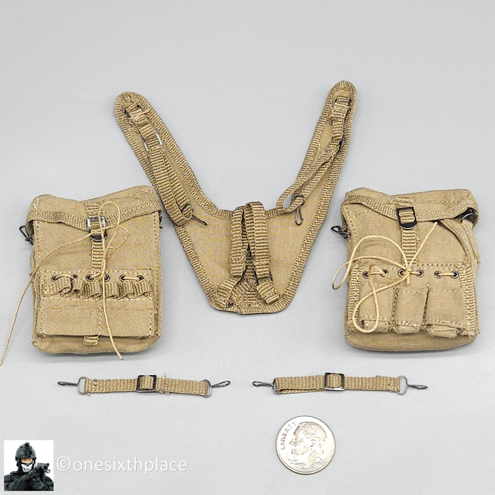 1:6 Scale DiD WWII US 2nd Ranger Battalion Medic Wade Suspenders w/ Pouches
