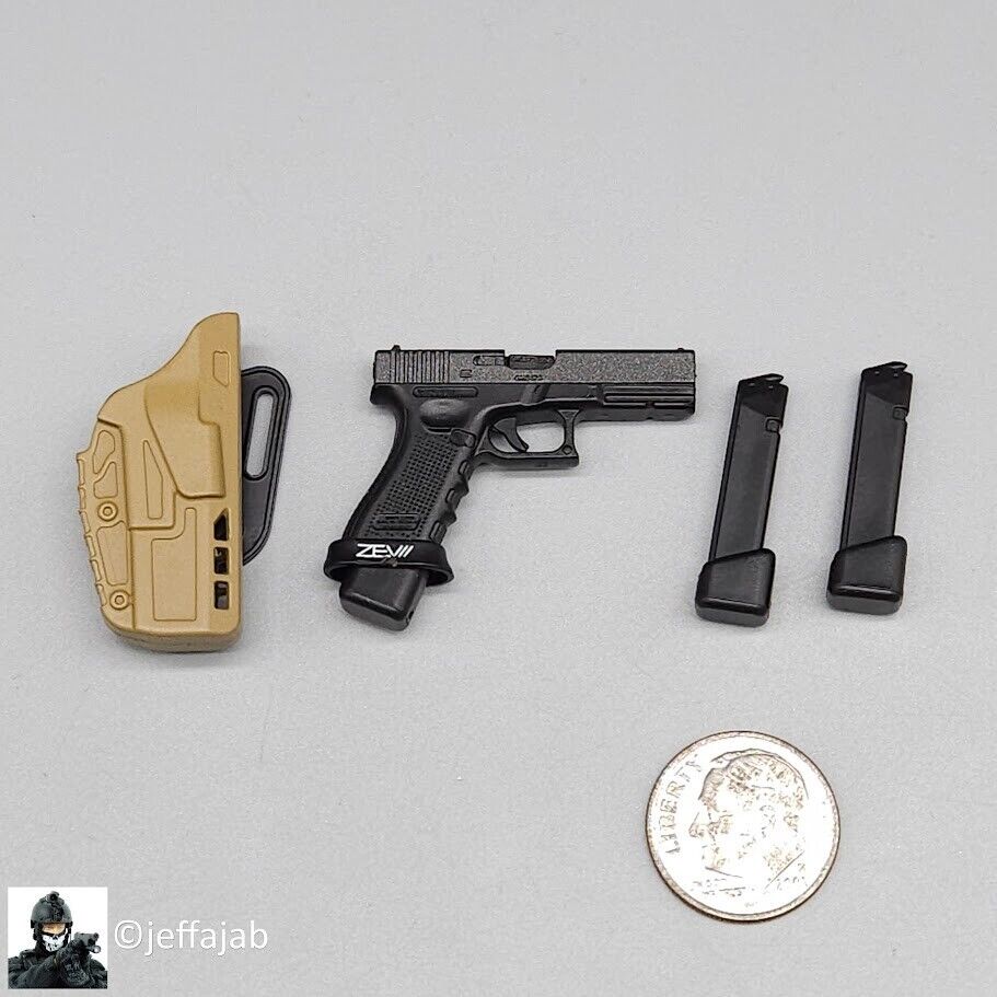 1:6 Easy & Simple CBRN Assault Team Pistol w/ Tan Holster for 12" Figures