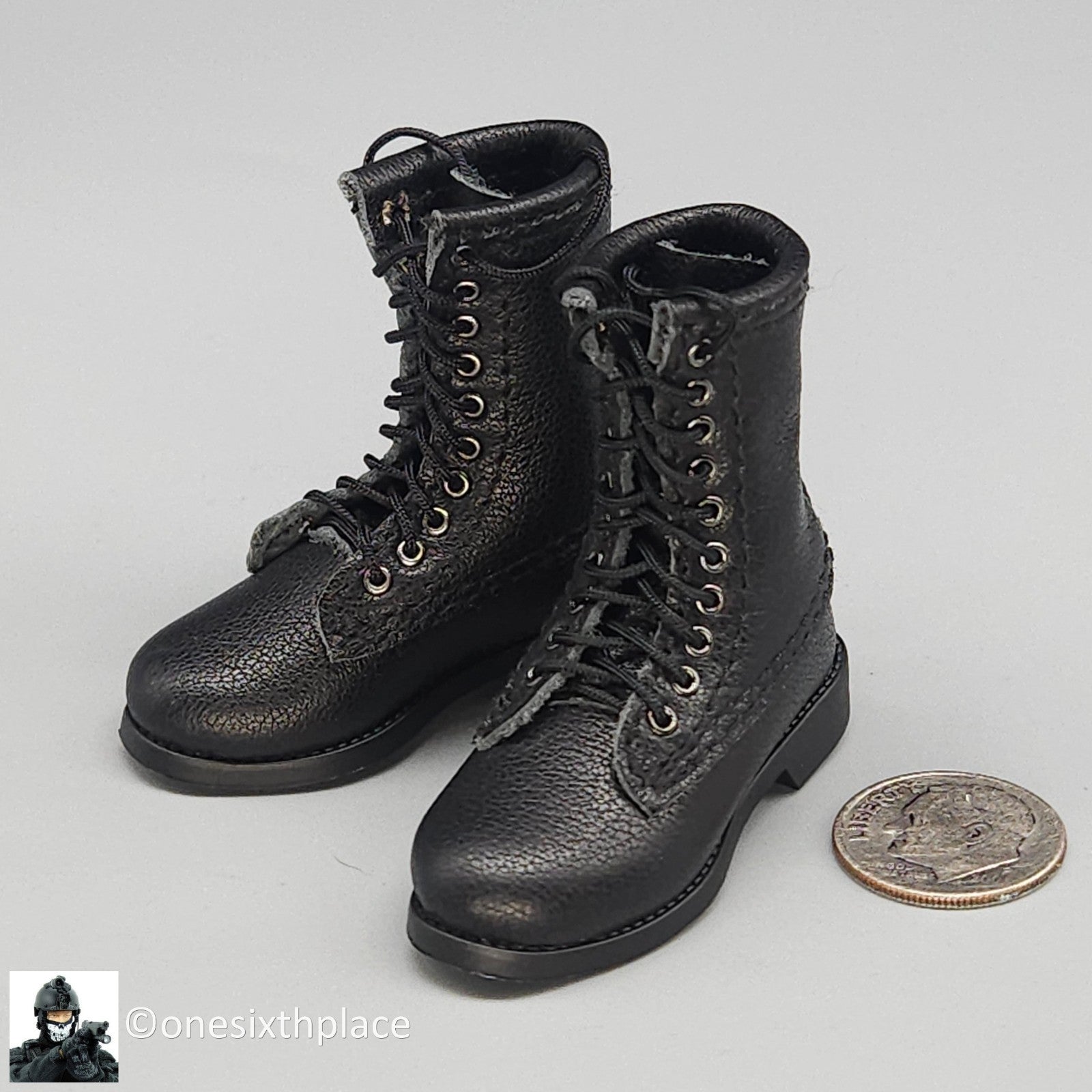1:6 DID US Navy F-14 Pilot Tom & Nick Black Leather Boots (Foot Type) 12" Figure