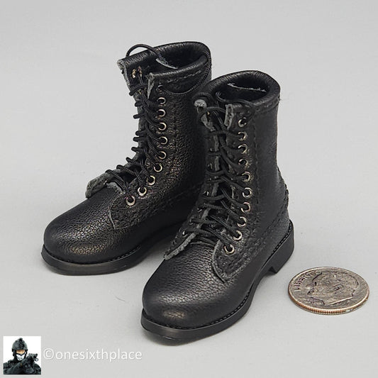 1:6 DID US Navy F-14 Pilot Tom & Nick Black Leather Boots (Foot Type) 12" Figure