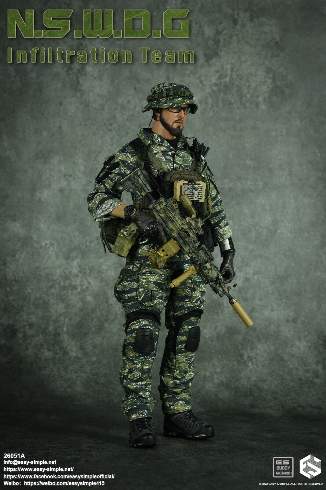 1:6 Easy & Simple NSWDG Infiltration Team G3 Camo Uniform 12" Figure