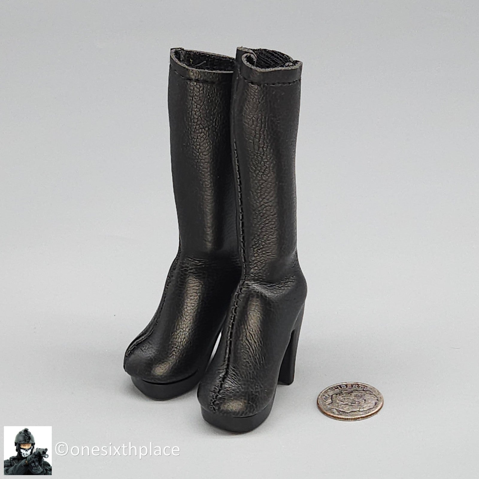 1:6 Triad Toys Boot Female Black High Heel Boots (Peg Type) for 12" Figures