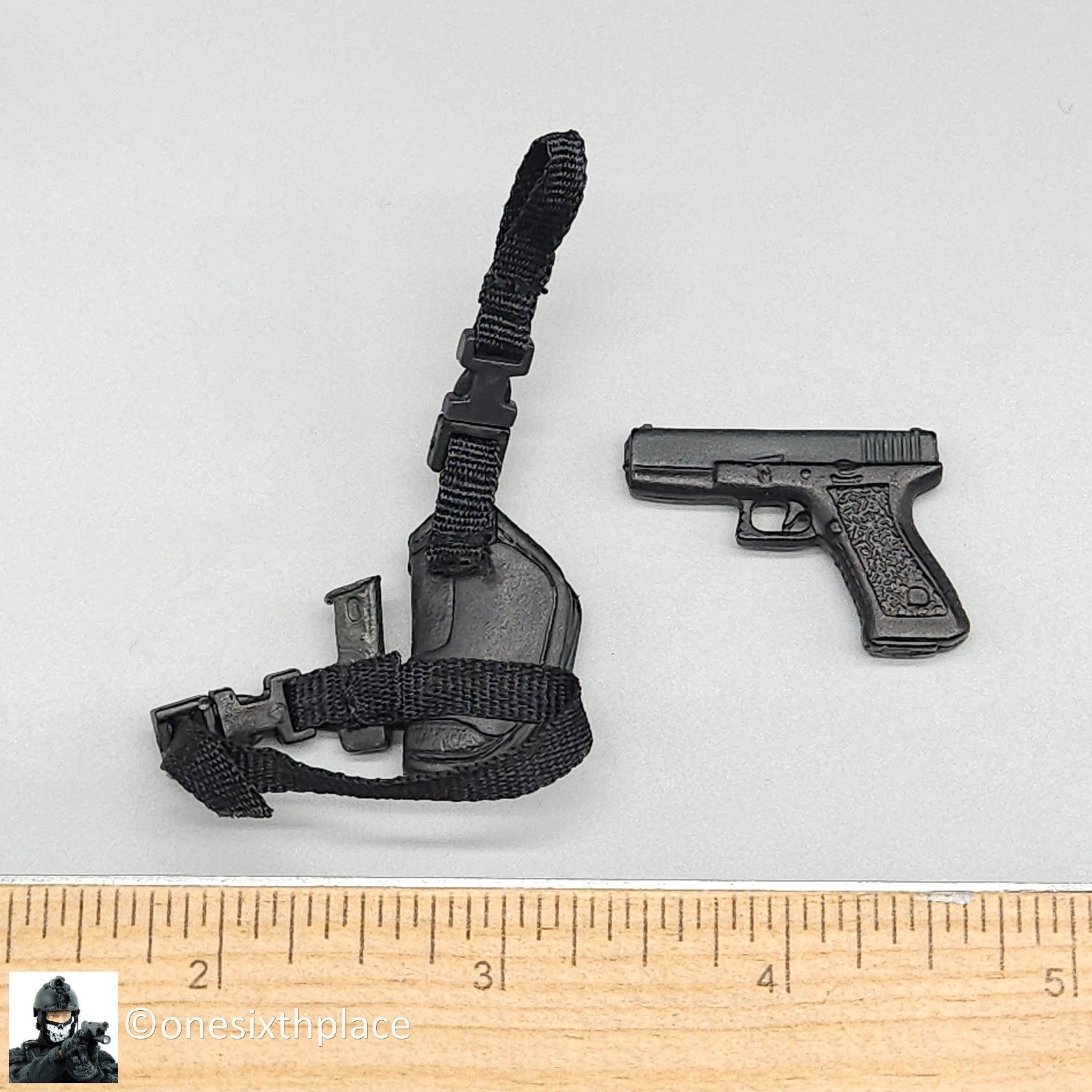 1:6 scale BBI SWAT Team Barret Metal Pistol w/ Leg Holster for 12" Figures