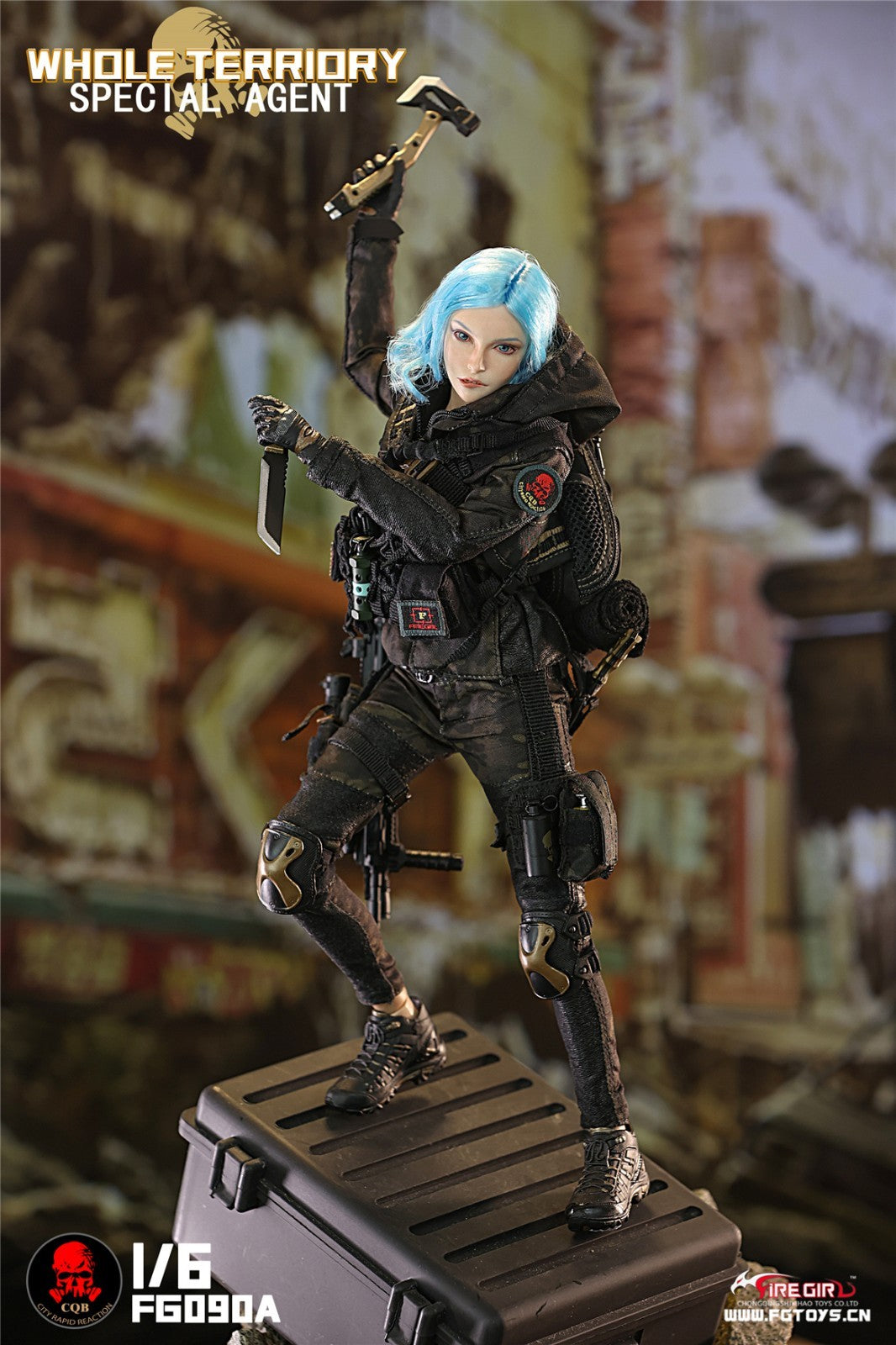 1:6 scale Fire Girl Female CQB Tactical Agent Green Multicam Backpack 12" Figure