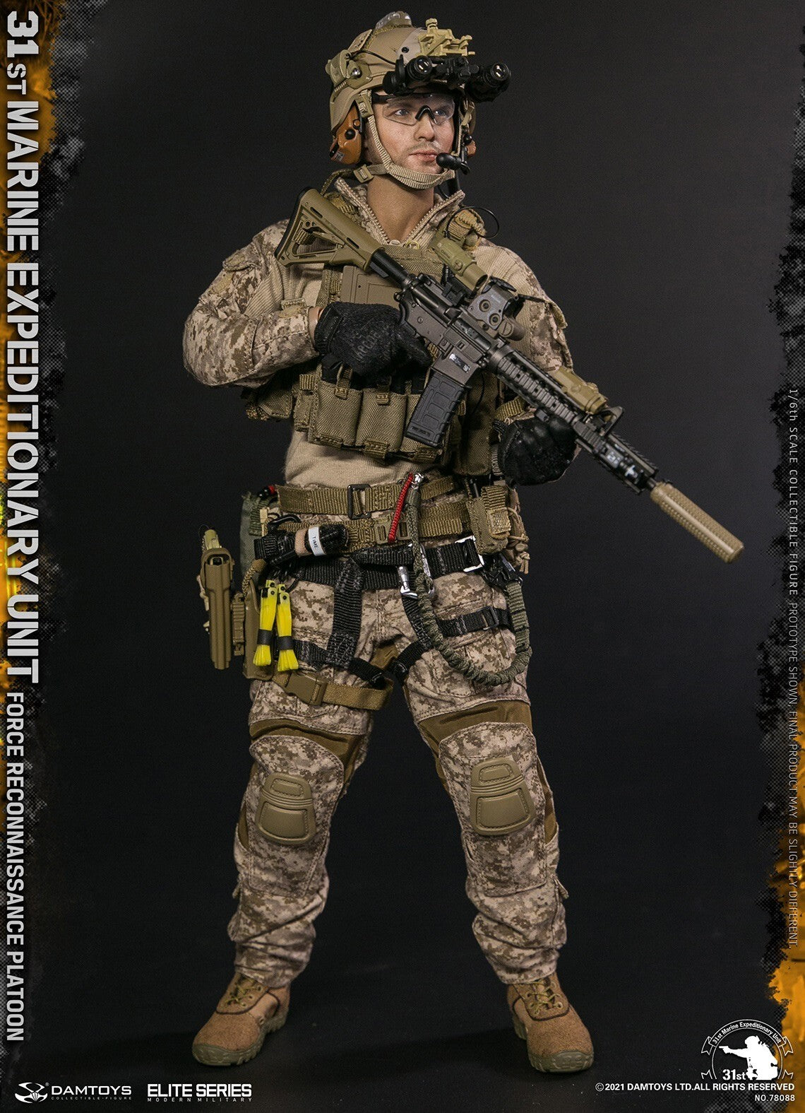 1:6 DamToys 31st MEU Force Reconnaissance Platoon Tan MOLLE Belt for 12" Figures