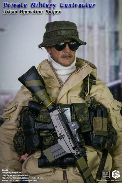 1:6 Easy & Simple PMC Urban Operation Sniper Male Head Sculpt for 12" Figures