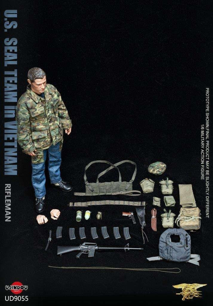 1:6 scale Ujindou US SEAL Team Rifleman in Vietnam Blue T-Shirt for 12" Figures